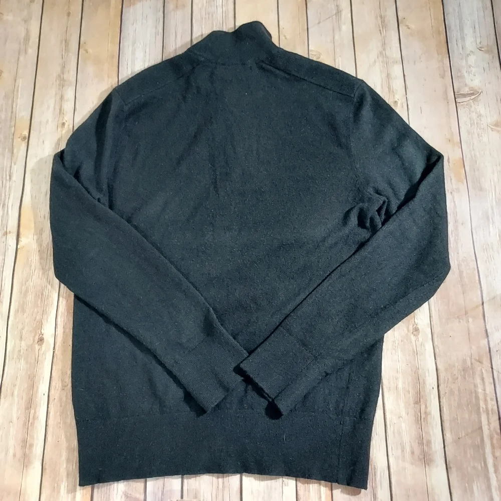 Banana Republic black Merino blend double placket pullover sweater M